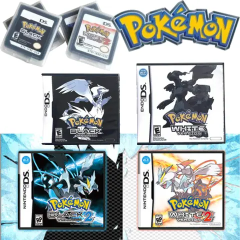 DS Pokemon Black and White 1 2 Combined Card Combined Card with Box Cassette DS Pokemon Game Card for Ds Nds 3ds No Instruction