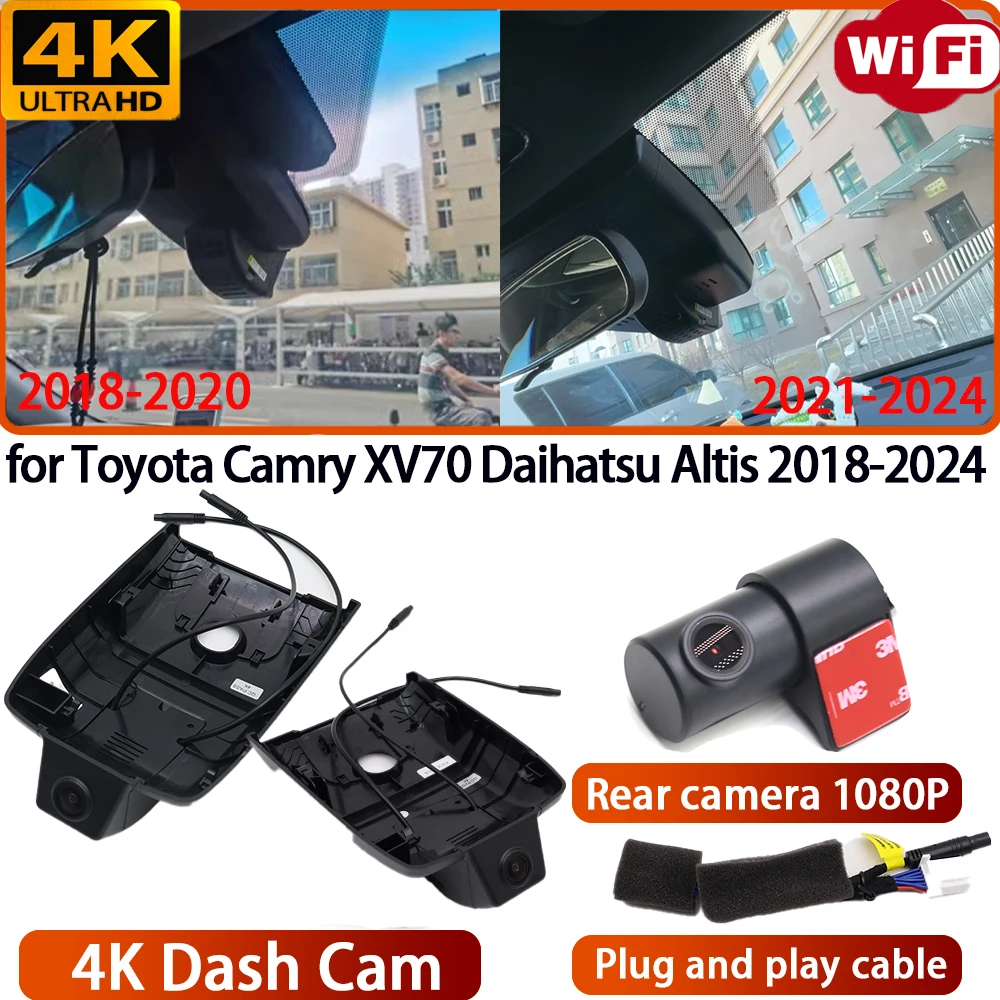 for Toyota Camry XV70 Daihatsu Altis 2018-2024 Video Recorder 4K DVR Dash Cam Wifi Camera 170° Wide Angle Loop Recording