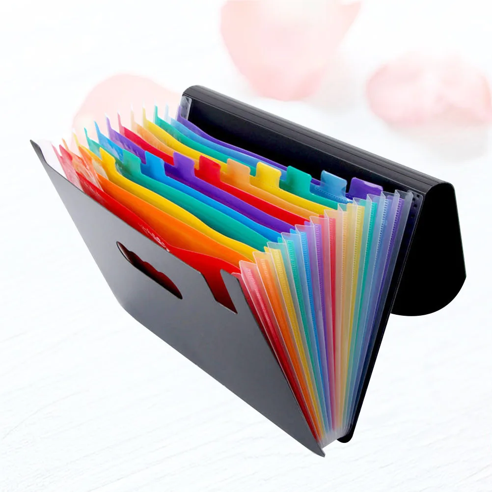 1pcs Portable File Folder 12 Layer Plastic Document Organizer Lightweight Storage For School Office Home Student Stationery