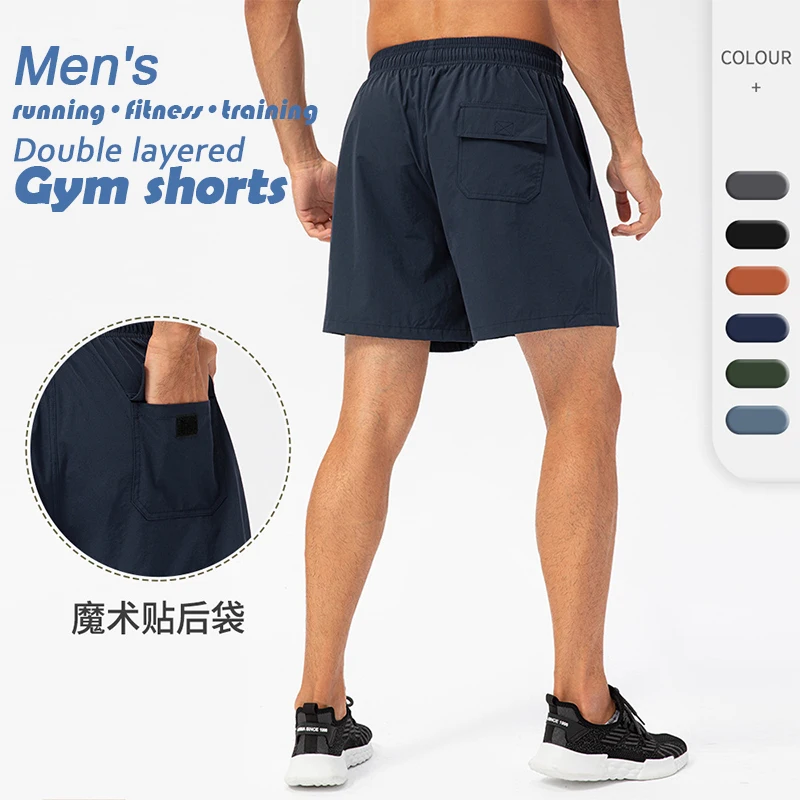 Men's Training sport shorts,Loose fitting Breathable Quick Drying Running Fitness Double Layer gym shorts