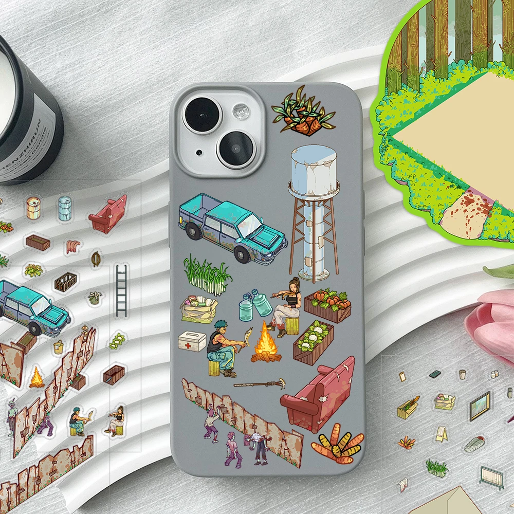 1 مجموعة الكرتون مخيم الموت المناظر الطبيعية ملصقات مصغرة لعبة الطاولة التضاريس ثلاثية الأبعاد DIY بها بنفسك لعبة الرعب ملصق جيب المقصورة لصق هدية #3