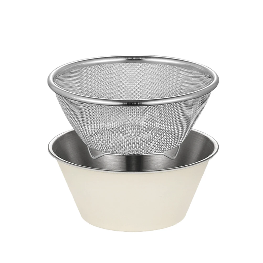 

1 Set 14Cm Stainless Steel Colander Strainer Basket Fine Mesh Draining Bowl Kitchen Gadget Rice Vegetable Fruit Washing