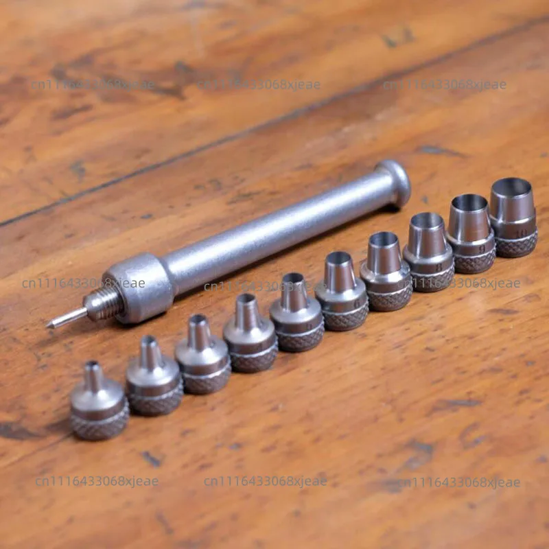 10PCS Leather Hole Punch Set round Hole with Front Chip Removal Design Interchangeable Center Positioning Tool for Crafting