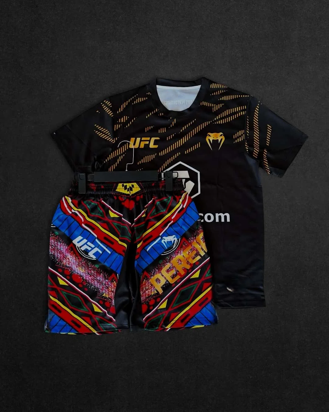 

UFC Top Fighter Islamic Makhachev Battle Event T-shirt and Shorts Men's Breathable Jersey Wrestling Running Sweat-absorbing Suit