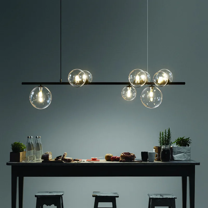 Imagem -03 - Lustre de Vidro Preto Moderno para Sala de Jantar Cozinha Quarto Bola Vidro Pendurado Luminária Nordic Design Interior Deco Luz