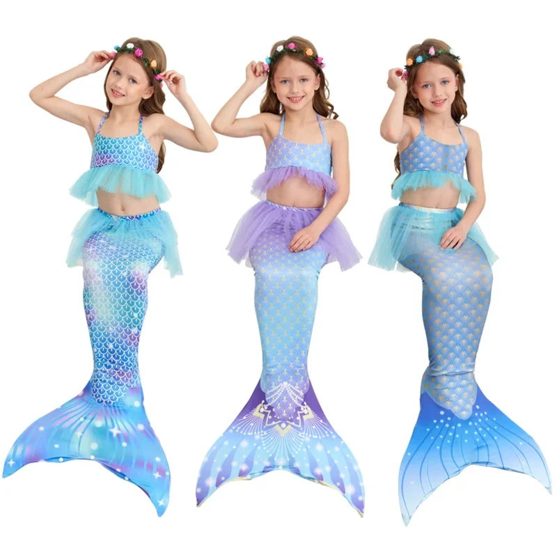 New summer mermaid swimwear holiday beach bikini cosplay little mermaid tail costume add fin Halloween wa2623