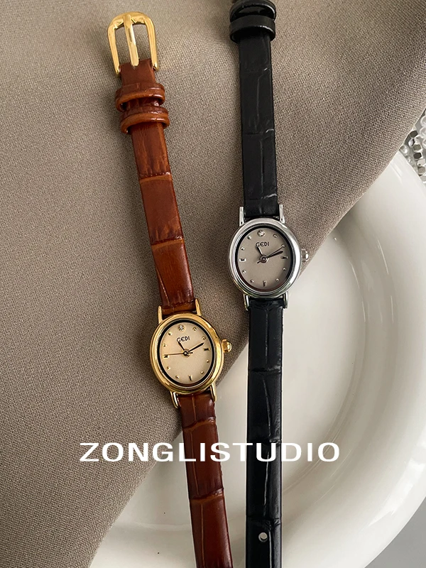 Elegant Women'S Wristwatch, Korean Style, Retro, Artistic, Versatile Oval Dial, Quartz Watch For Women, Women'S Accessories.