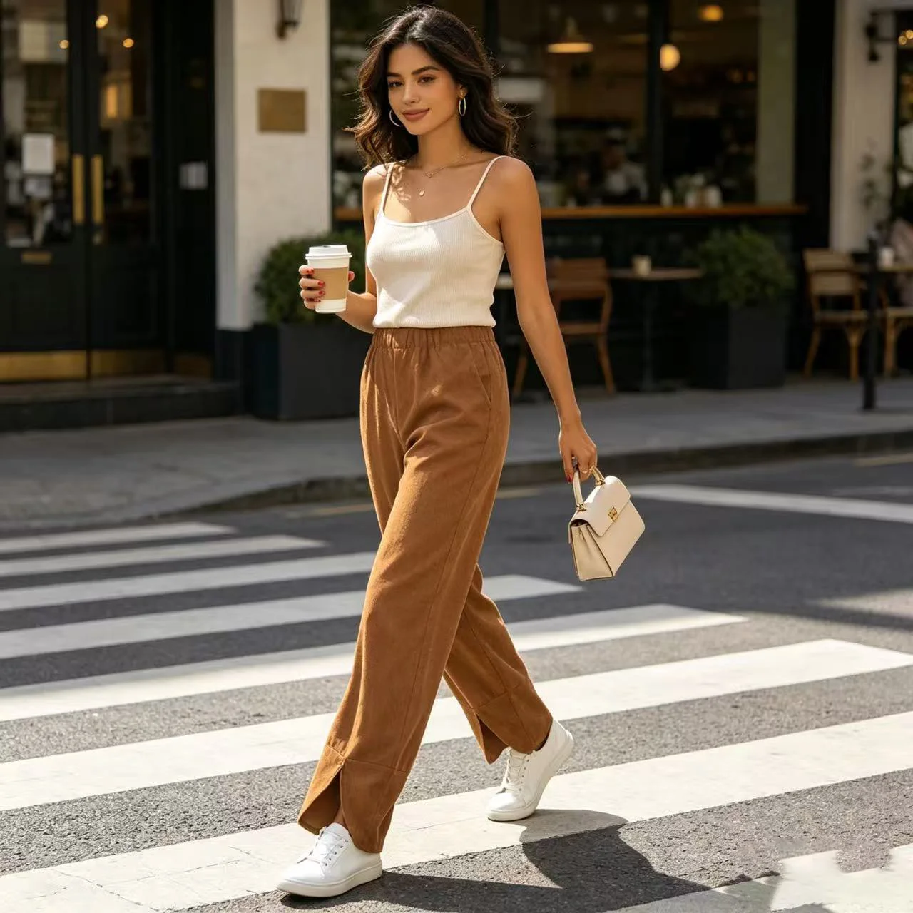 Women's Elegant Solid Color Summer New Style Pants with Irregular Hem Design, Suitable for Daily Casual Wear, Shopping, Parties, and Vacation Outfits