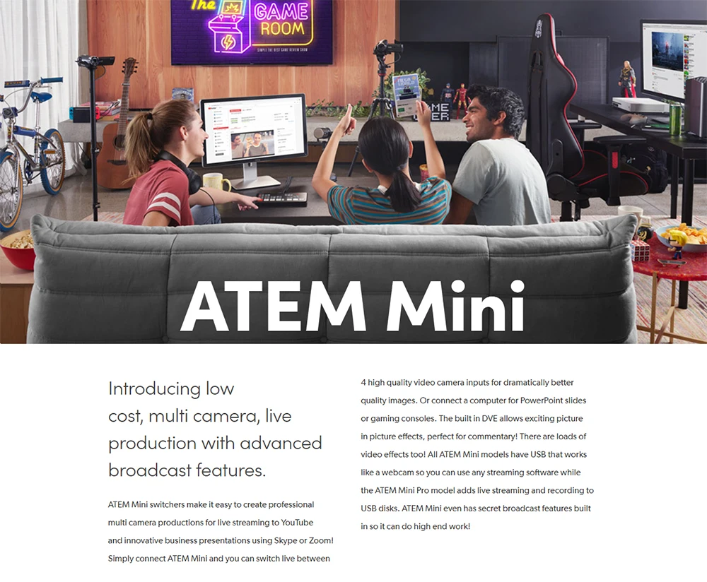Blackmagic Design ATEM Mini Extreme ATEM Mini Pro ATEM Mini Live Stream Switcher Multi-view e registrazione nuove funzionalità