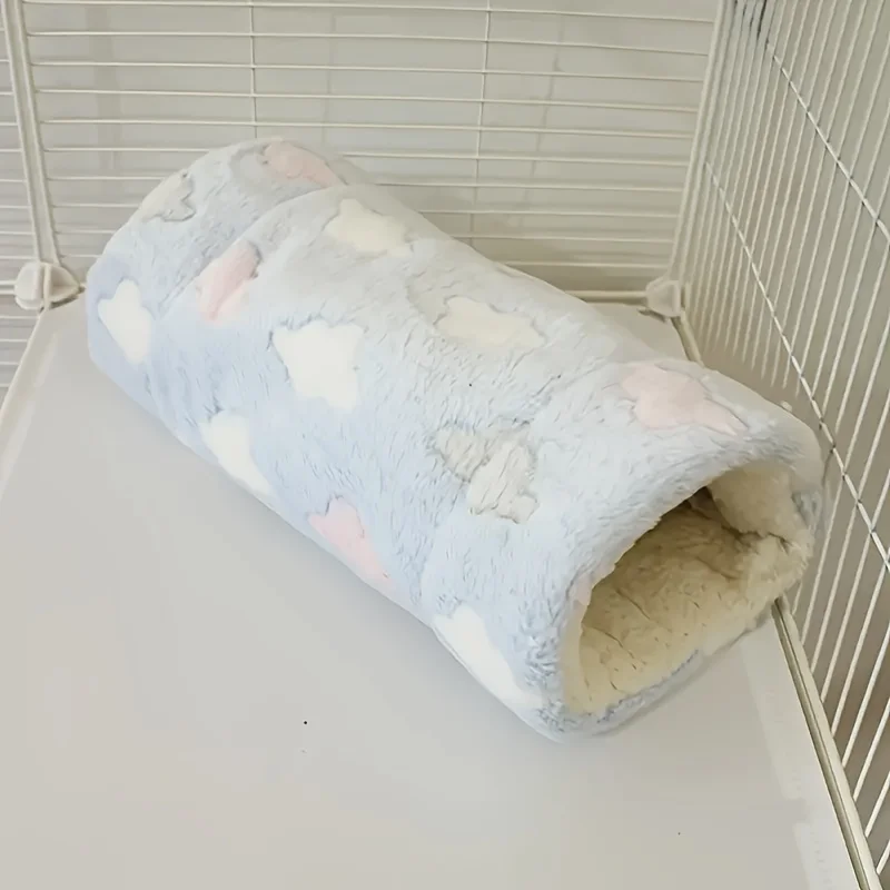 Kleines Haustier-Tunnelbett, Plüsch-Hamster-Hängematte 30x19cm, Warmes Schlafnest für Meerschweinchen, Ratten, Petauren, Chinchillas im Käfig – Detail 2