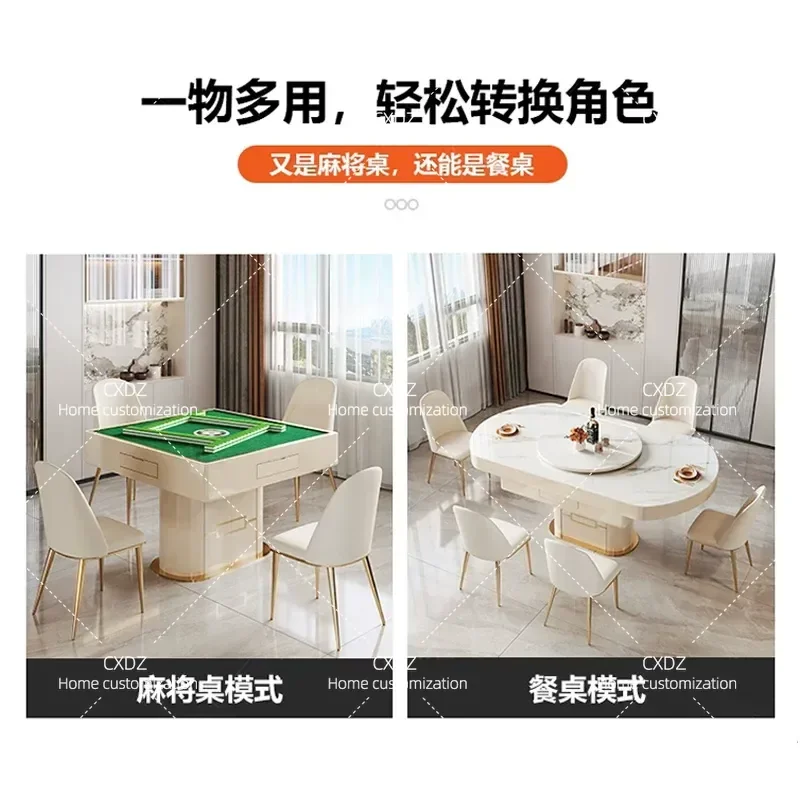 Modern Light Luxury Fully Automatic Mahjong Table Dining Table Integrated Dual Purpose Household Simple High End Rock Slab