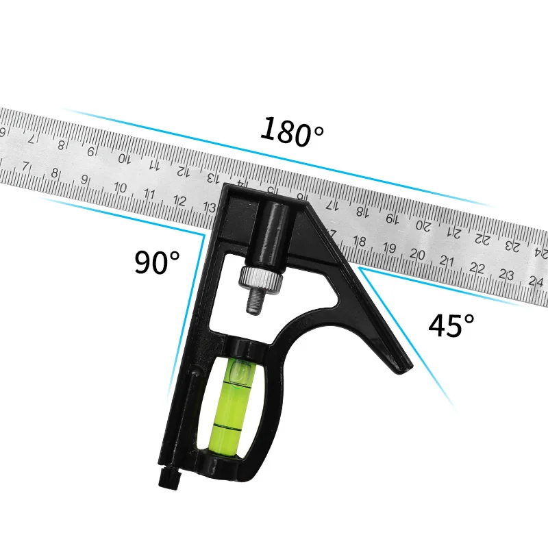 Angle Square Measuring Tools Set Precise Stainless Steel Aluminium Durable Adjustable Combination Spirit Level 12\