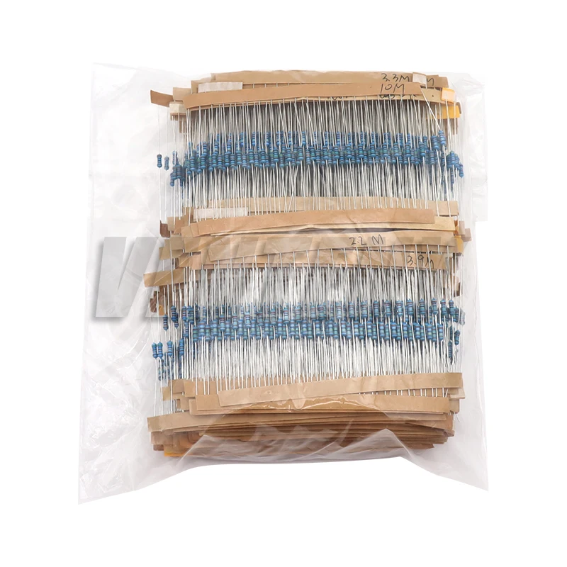 3120pcs/Lot 1/4W Metal Film Resistor Kit 156Values 1R-10M ohm 1% Resistance Assortment Set 1 ohm - 10M DIY Sample Pack