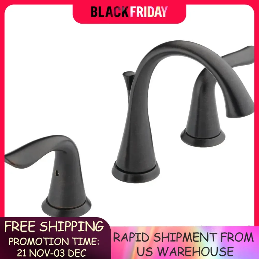 

Faucet Widespread Bathroom Faucet 3 Hole, Bronze Bathroom Faucet, Diamond Seal Technology, Metal Drain Assembly, Bathroom Faucet