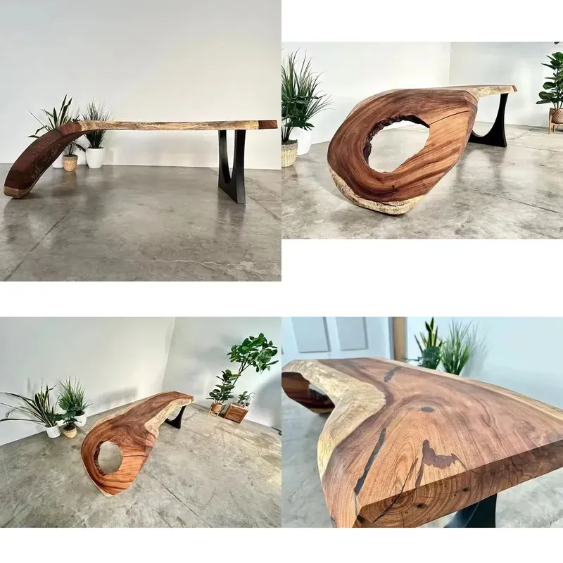 Customizable Walnut and Oak Solid Wood Coffee Table for Living Room Available in Various Sizes Modern Minimalist Design