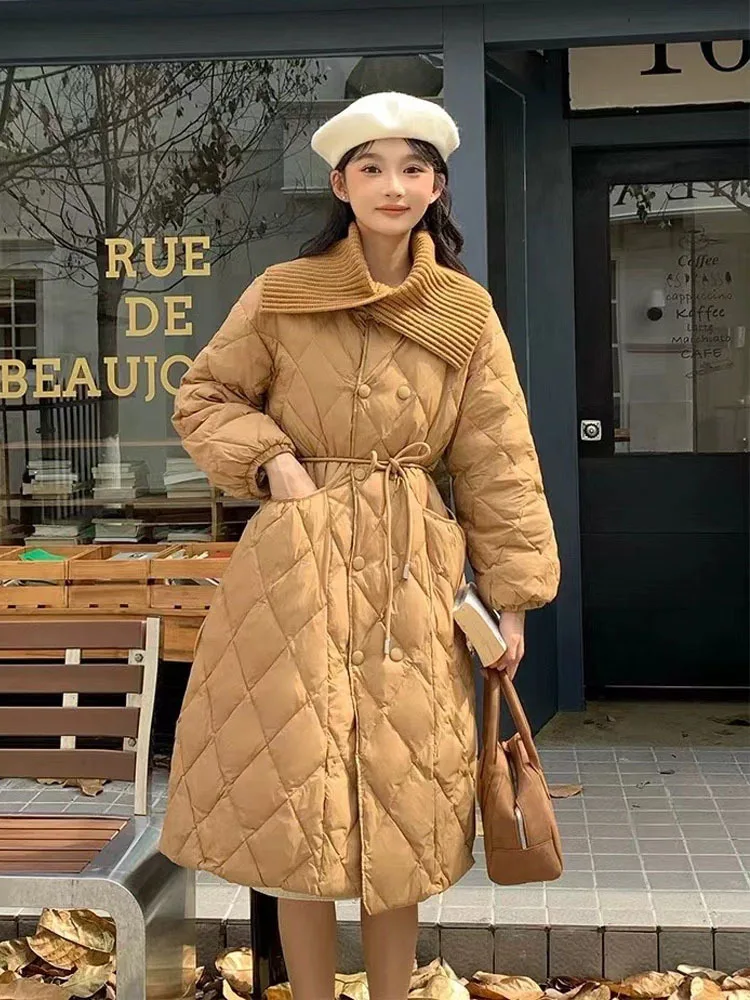 2024 Winter Women Fashion Thicken Warm Puffer Jacket Female Streetwear Casual Overcoats Ladies Long White Duck Down Coats