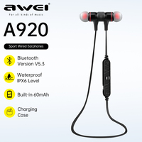 Awei A920BL/B926BL Neckbank Bluetooth Earphones With Mic Wireless Bluetooth Headphones Hifi Bass Earbuds Sports Headset Gamer