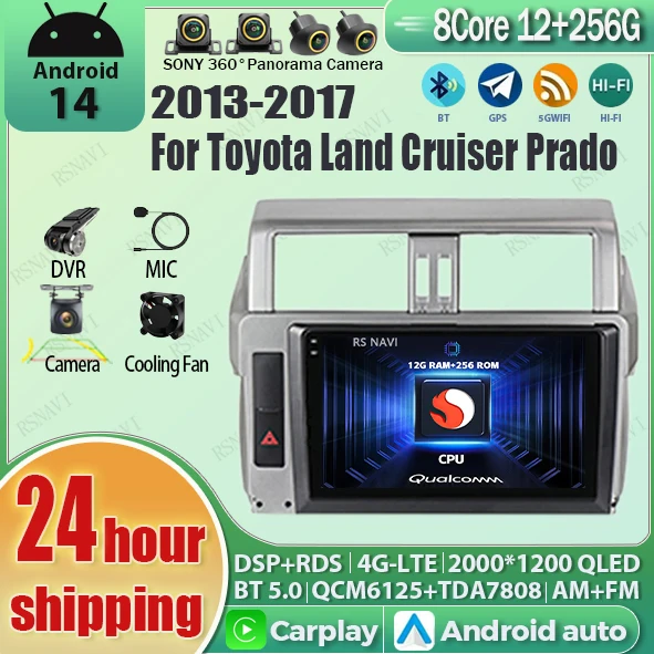 

Android 14 For Toyota Land Cruiser Prado 150 2013 - 2017 2K QLED Android Car Radio Multimedia Video Player GPS Stereo CarPlay 4G