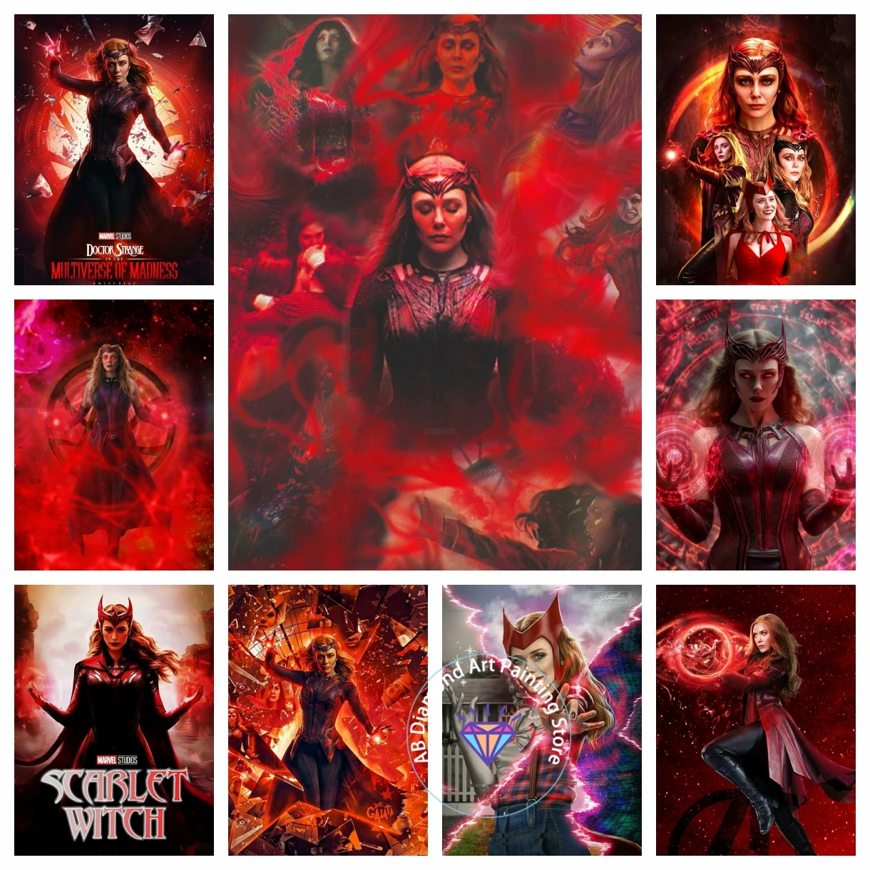 

Scarlet Witch Marvel Heroes AB Diamond Painting Kit DIY Diamond Embroidery Cross Stitch Handmade Art Gift Crafts Home Decor Gift