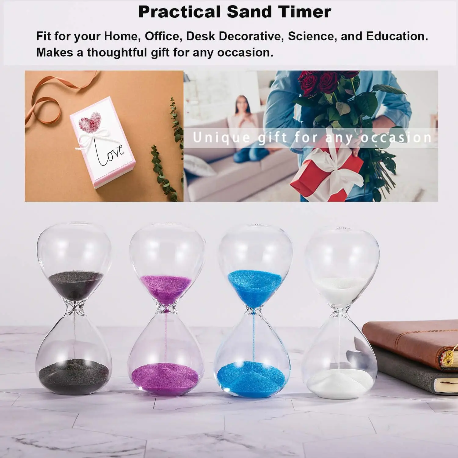 60min Hourglass Sand Timers 5/30min Sand Watch Hour Glass Clock Sandglass for Time Management Home Office Desks Decor Gift