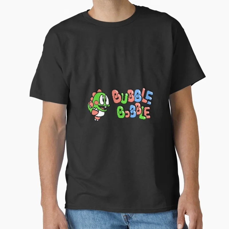 

80s Video game Bubble Bobble 1027 Cute dragons Pixel Arcade nostalgia Old school Gift T shirt for man Large size Tops