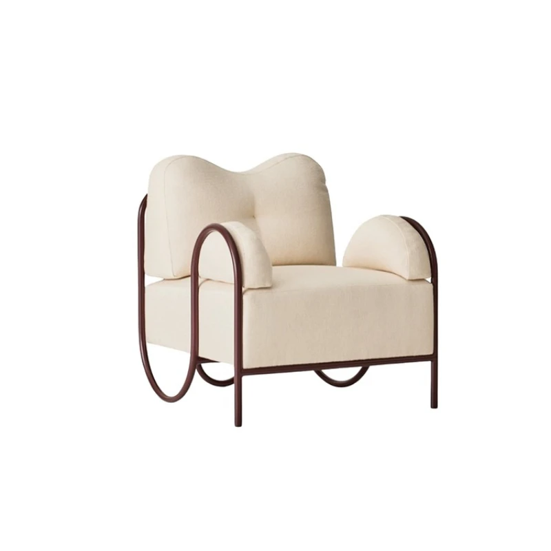 

Modern simple metal leisure chair designer single sofa chair velvet living room personalized special-shaped back chair