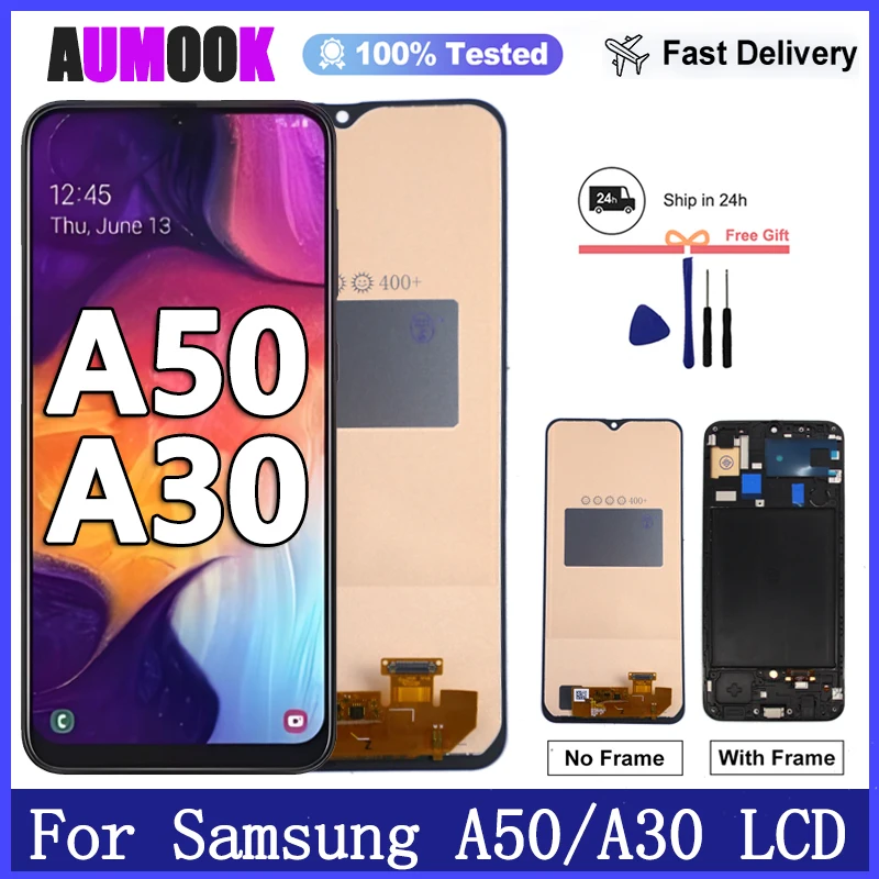 Nueva pantalla AMOLED para Samsung Galaxy A50 A505F pantalla LCD Digitalizador de pantalla táctil para Samsung A30 A305F reemplazo de la pantalla LCD