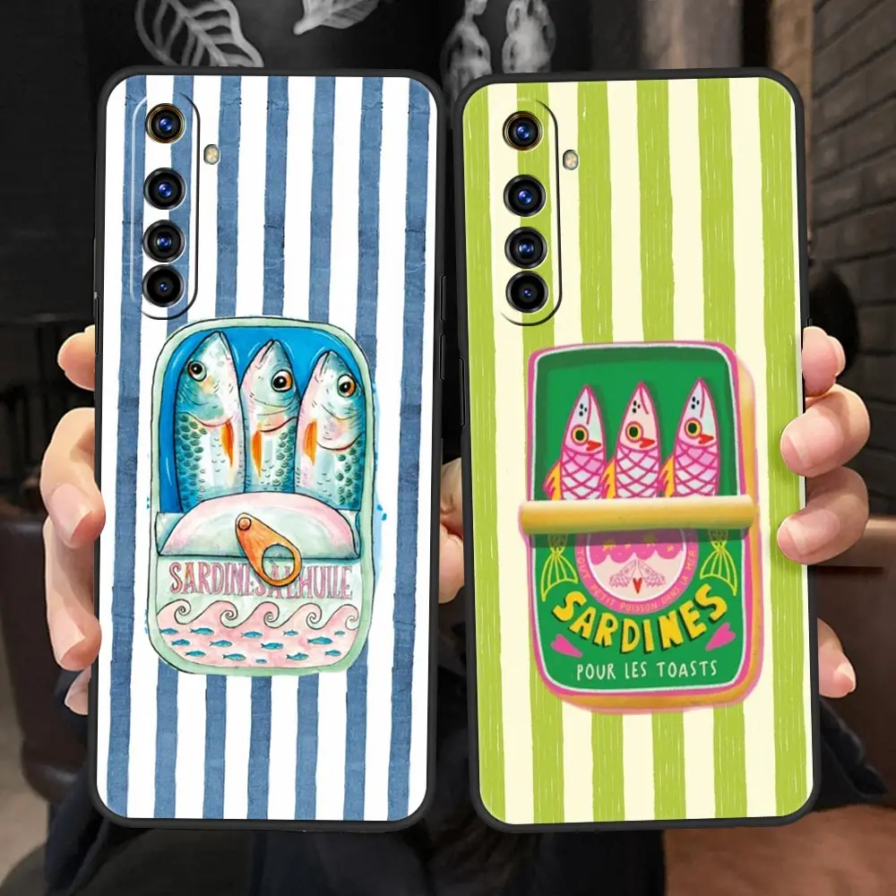 Phone Case For Realme 16 15 14 13 12 11 10 9 8 16T 15T 14T 5G Pro Plus C21 C35 GT Neo 2 3 3T 5 Cover Funny Fish Sardines Fashion