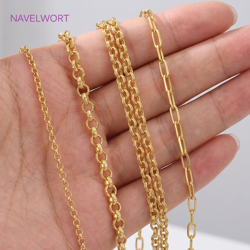 Wholesale Bulk Chains 18K Gold Plated Brass Flat Oval Cable Chain For Jewelry Making,DIY Handmade Necklace Making Supplies view 6