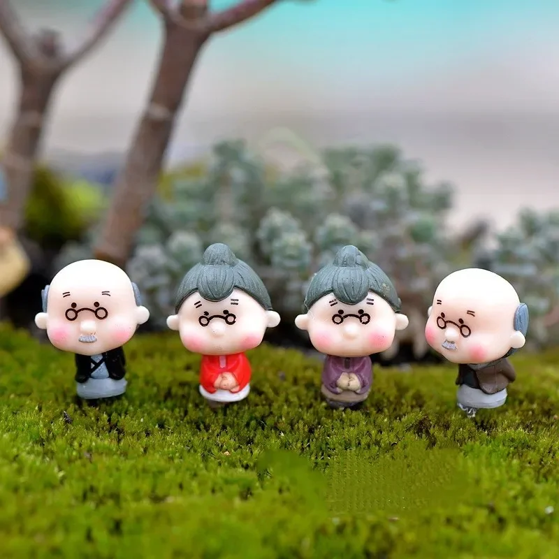 Mini Couple Figures Grandma Grandpa Sweety Lovers Old Couple Ornament for Fairy Garden Figurines Miniature Home Decoration