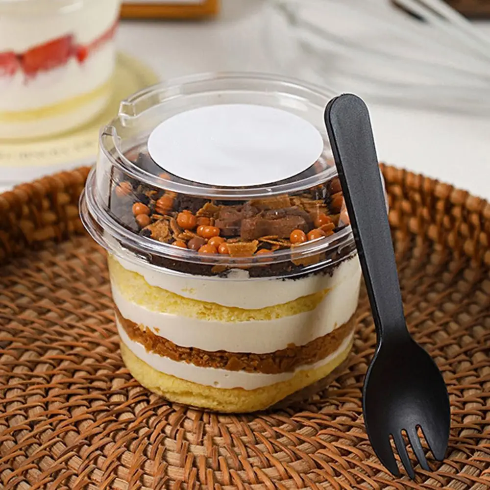 50Pcs 150/250ml Disposable Salad Cups Round Shape Clear Plastic Dessert Cups Bowl Containers Leak-Proof with Lid