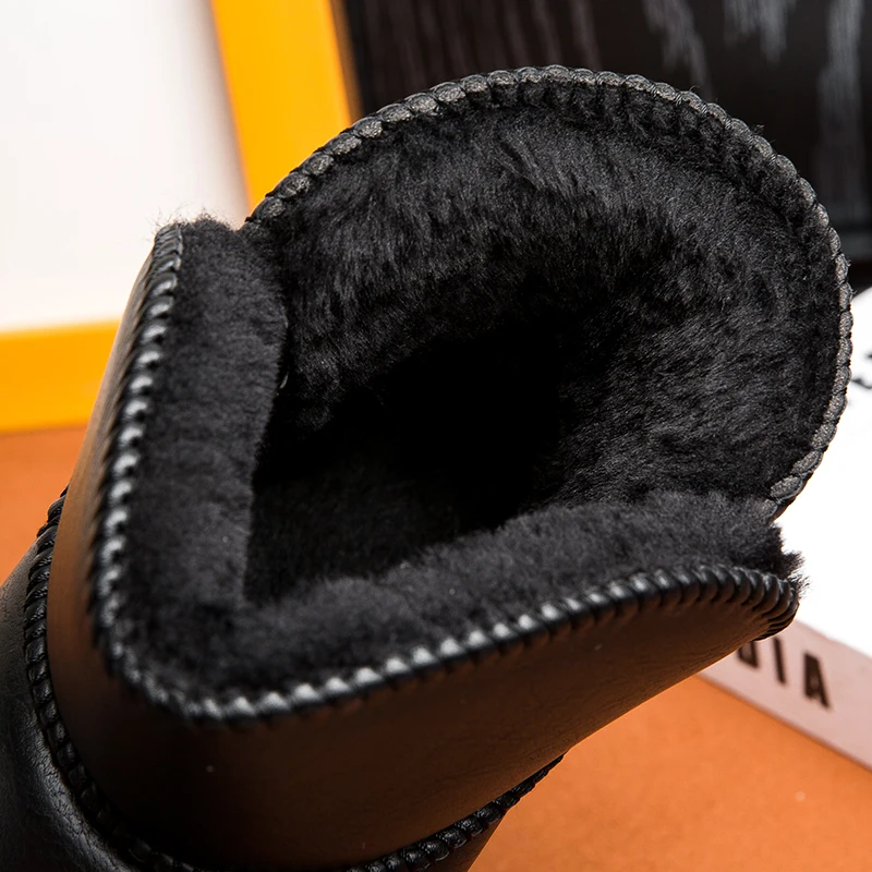 الشتاء الثلوج أحذية الرجال عالية أعلى رقيق الأحذية عالية الجودة بولي PU مقاوم للماء الأحذية الجلدية موضة في الهواء الطلق الرجال عدم الانزلاق حذاء من الجلد