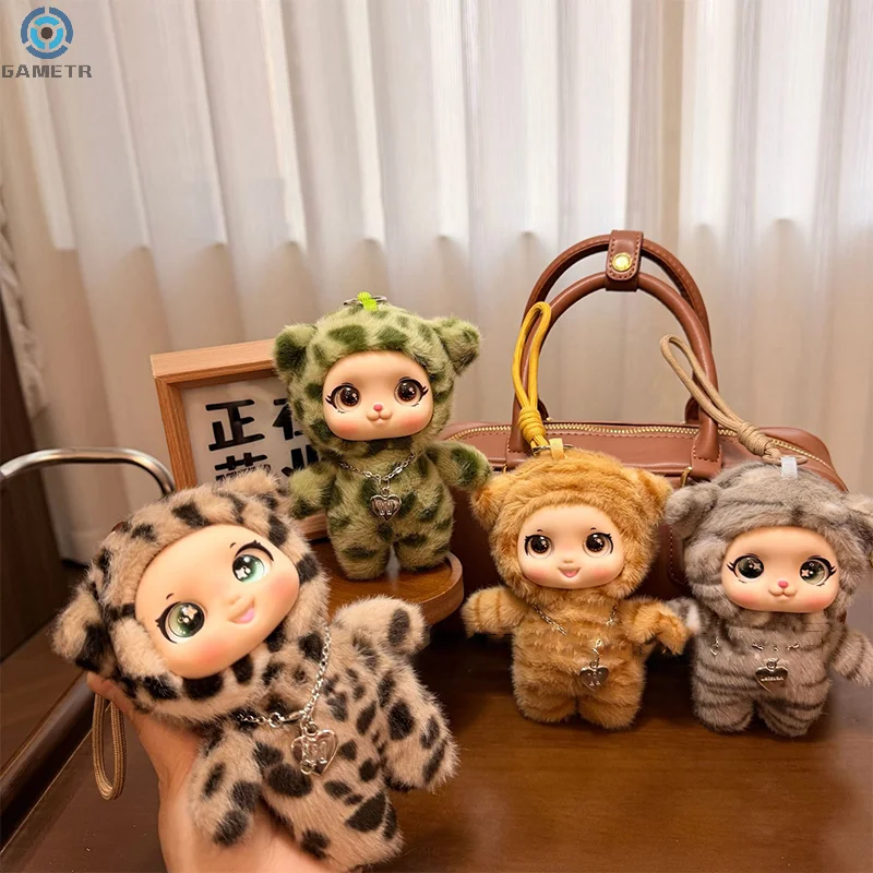 1PC かわいい漫画ヒョウシリーズ大きな目ビニール顔ぬいぐるみペンダントバックパック装飾ギフト