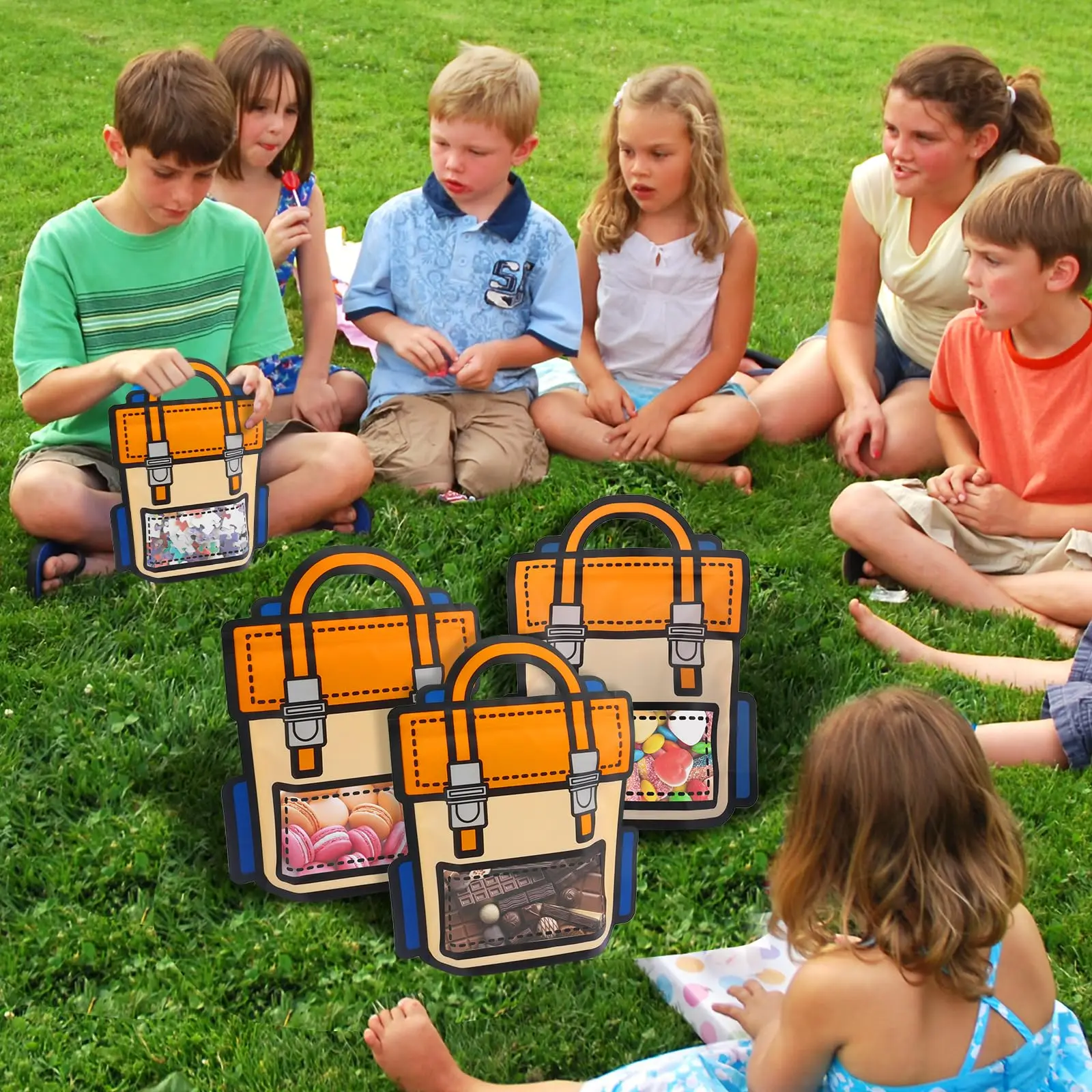1–50 Stück große Goodie-Taschen, niedlicher Cartoon-Geburtstagsrucksack mit Griff oben für Kinder, Snack-Süßigkeitentüte für Halloween-Partygeschenke – Detail 4