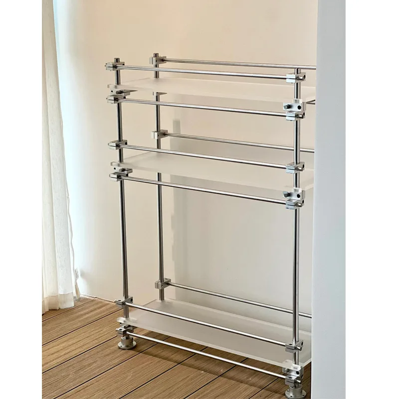 

Removable metal rack flower rack storage rack display case acrylic cart living room aluminum