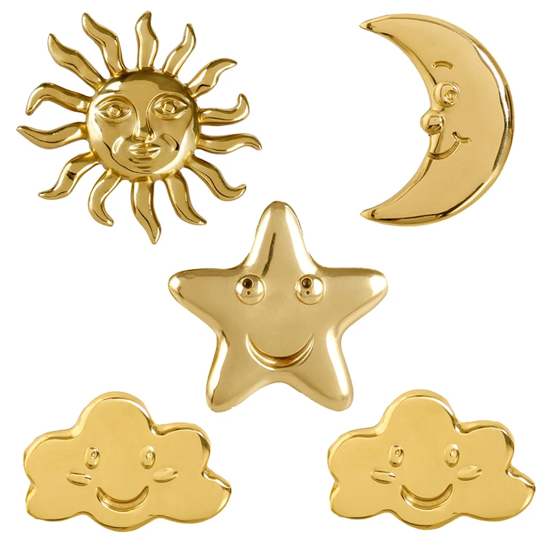 

Designed 2PCS Pure Brass Sun Moon Star Clouds Furniture Pulls Handles Drawer Pulls Cupboard TV Wine Cabinet Pulls Decorations