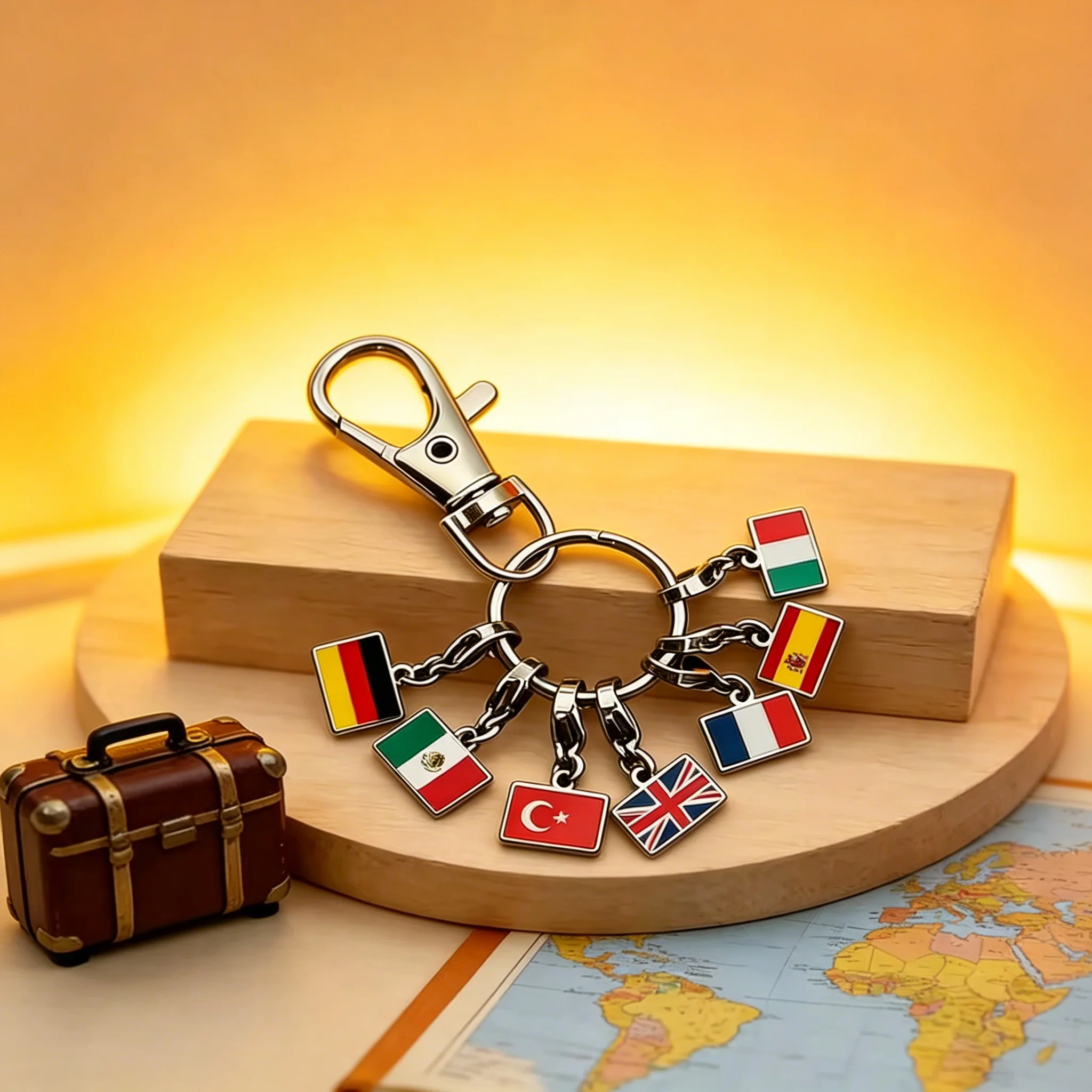 Flag Lobster Buckle Steel Pendant Stainless Steel Fashion French German National Flag Pendant DIY Bracelet Keychain Gift view 3