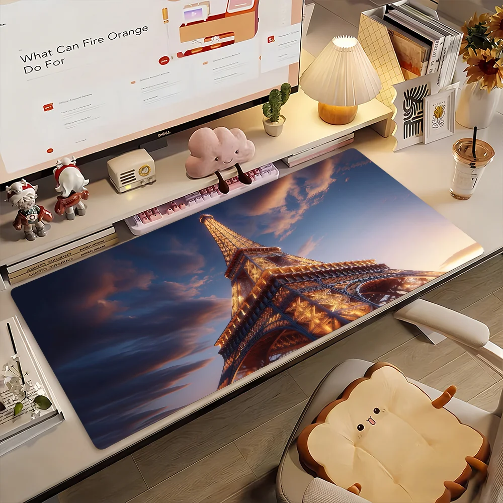 France Paris Eiffel Tower Mouse Pad Non-slip Locking Edge DeskMat PC Laptop Accessories Rubber Office Keyboard Game 350x900x3mm