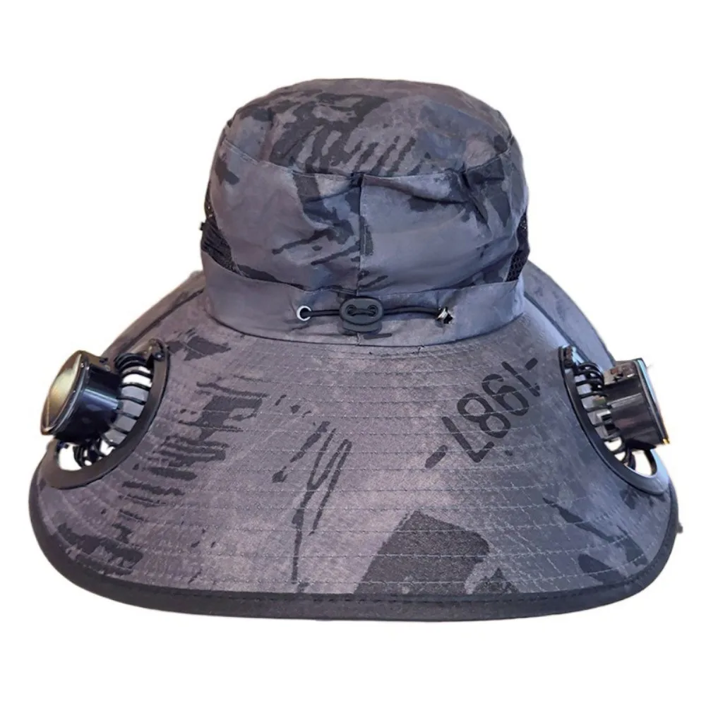 

UV Protection Sun Hat with Solar Fan Adjustable 3 Speeds Sun Bucket Hat Rotable Camouflage Cooling Fisherman Hat Fishing