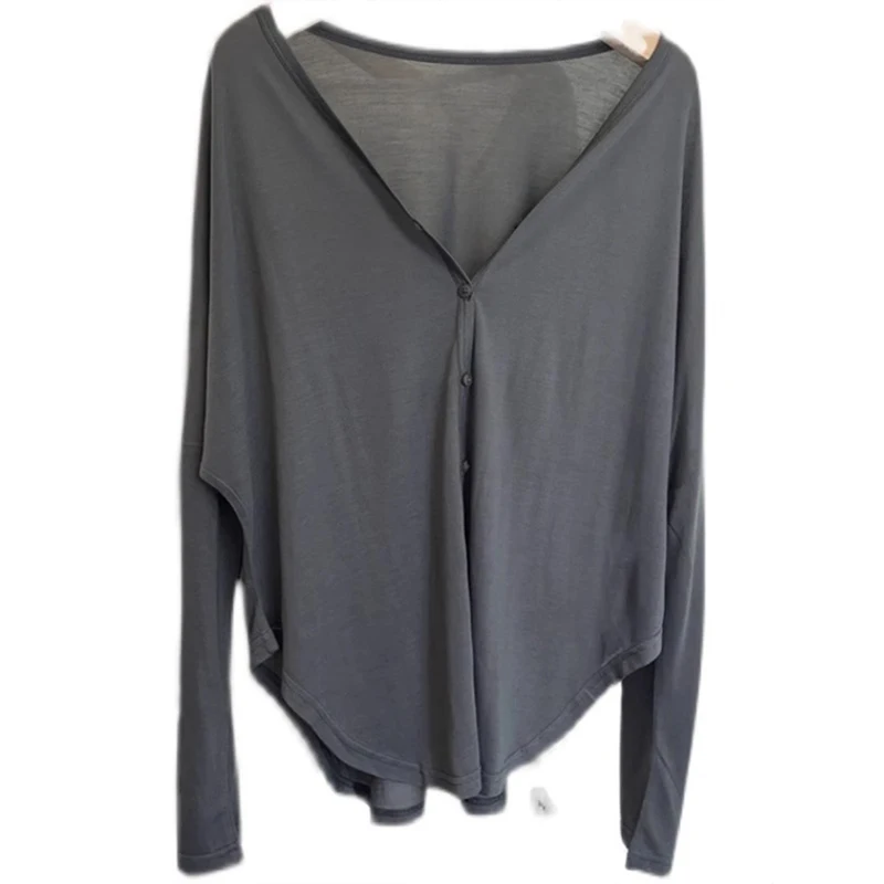 Cárdigan de punto de seda de hielo is para mujer, cárdigan de protección solar, c fino de manga de murciélago con vestid...