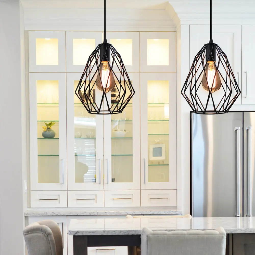 Industrial Iron Pendant Lights Vintage Retro Loft Hanging Lamp E27 Black Suspension Lamp for Dining Room Bedroom Decor Lighting image 2