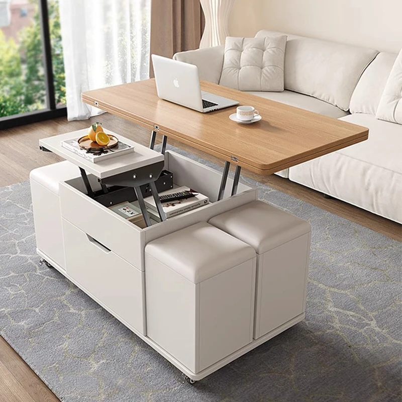 

Modern living room furniture Multifunctional square extendable center table Wooden folding coffee table