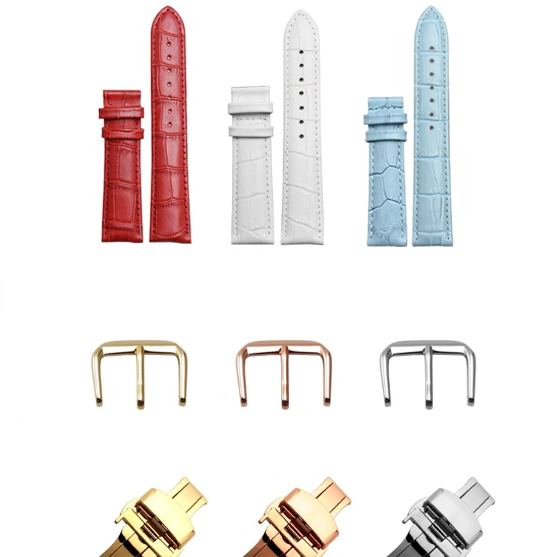 10mm 12mm 14mm 15mm 16mm 18m White red pink For Casio Tissot genuine leather strap ladie's watch band women bracelet Accessories