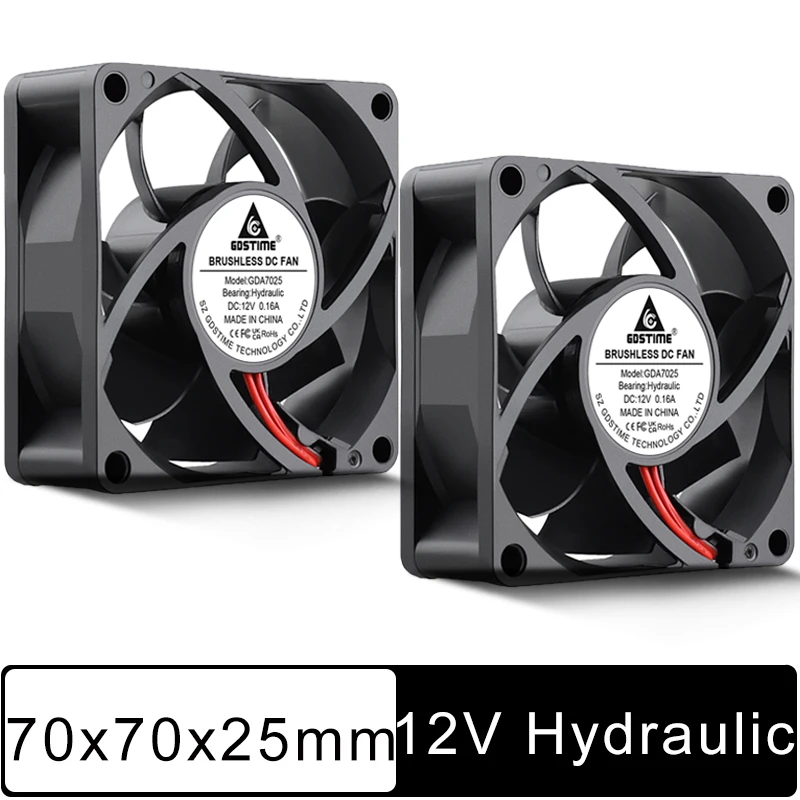 

10 pieces GDSTIME 70mm x 70mm x 25mm Industrial Graphics Card Cooling Fan DC12V CPU Cooler Axial Fan 7cm