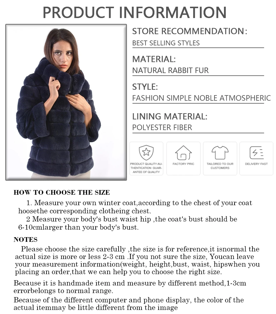 Natural Rex Rabbit Fur Jackets Real Fur Coat With Zipper Women Winter Short Fur Coat High Quality Genuine Fur Coat