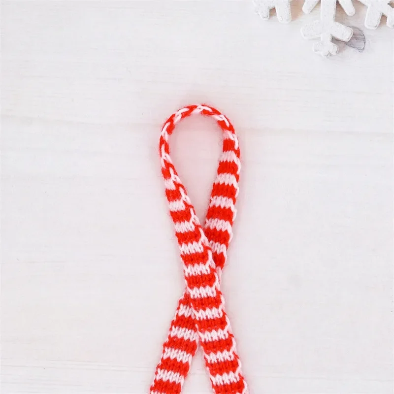 Christmas Red Green Knitting Polyester Ribbon For Mini Doll Scarf DIY Crafts Xmas Tree Wine Bottle Gift Packaging Decoration