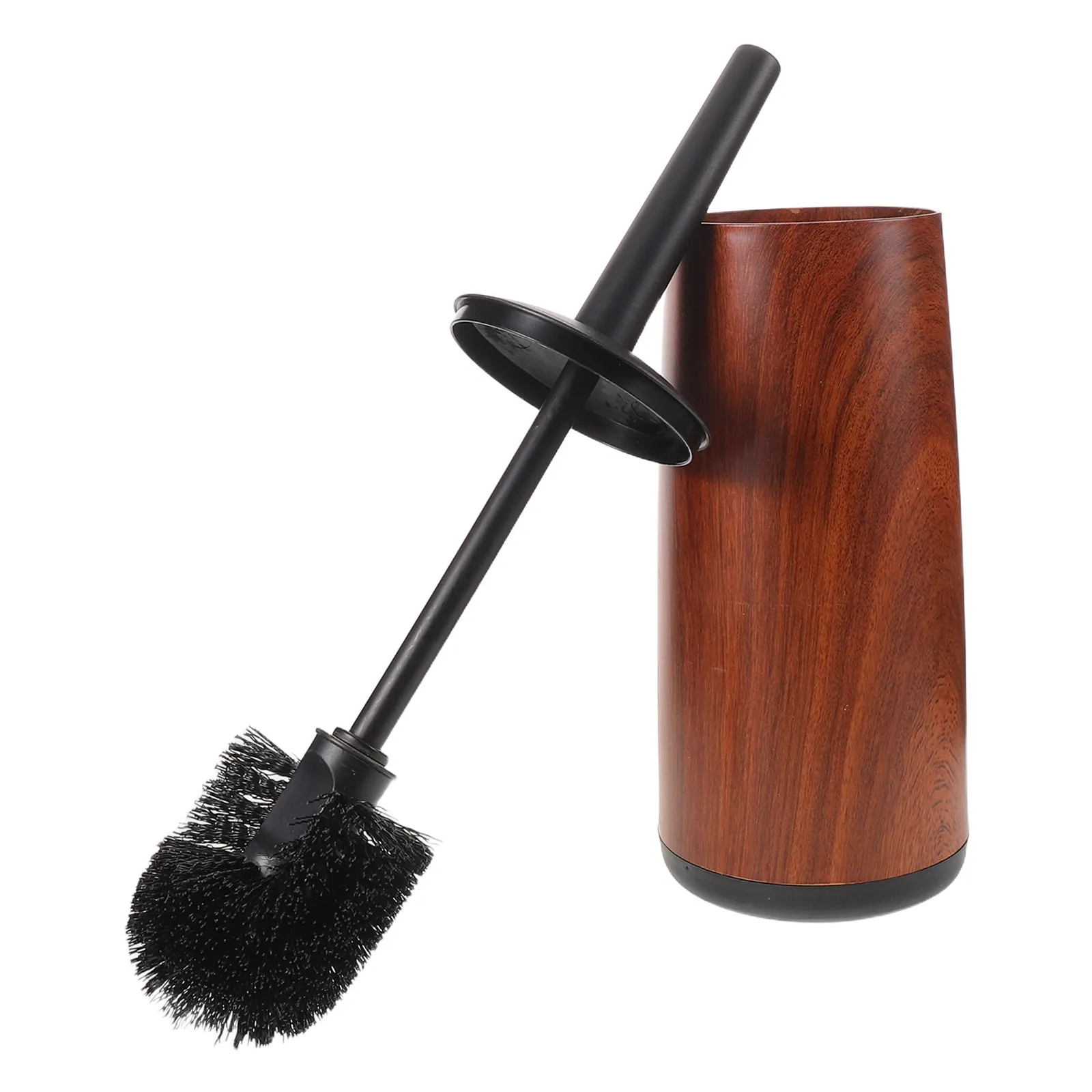 Brown Toilet Bowl Brush with Long Handle And Covered Holder - Space Saving Drip-Proof Bathroom Cleaning Tool for Deep Cleaning