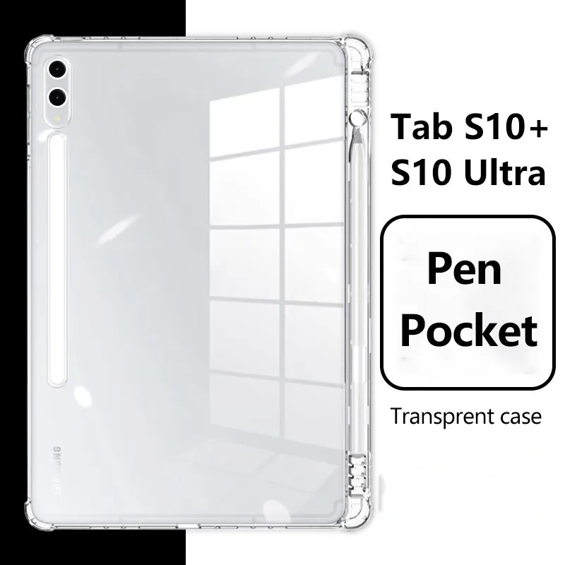 Transparent Soft TPU Case For Samsung Galaxy Tab S10 Plus 12.4inch 2024 S10 Ultra S9 FE Plus S7 FE S8 Plus S6 Lite A8 A9 A7 Lite