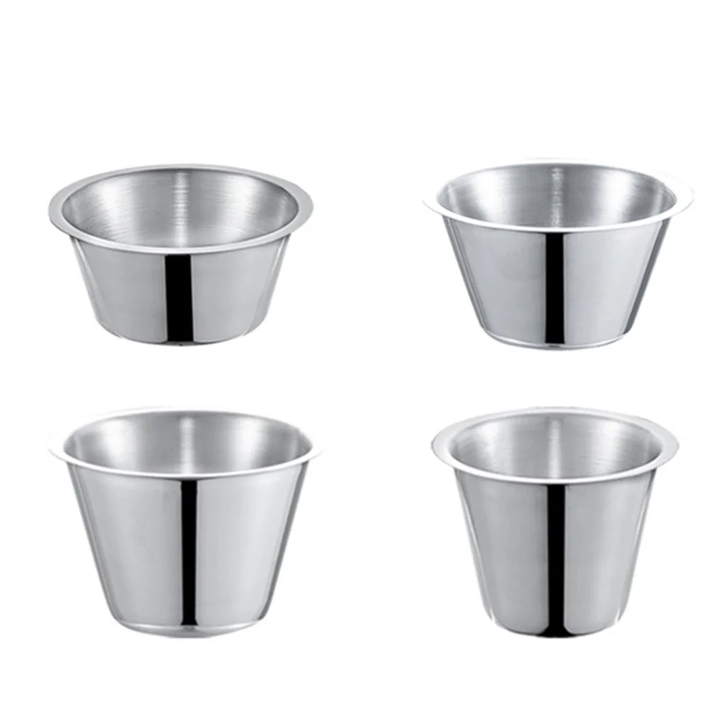 

4 Pcs Seasoning Stainless Steel Sauce Cup Travel Coffee Cups with Lids Sauces Jars Kitchen Supplies