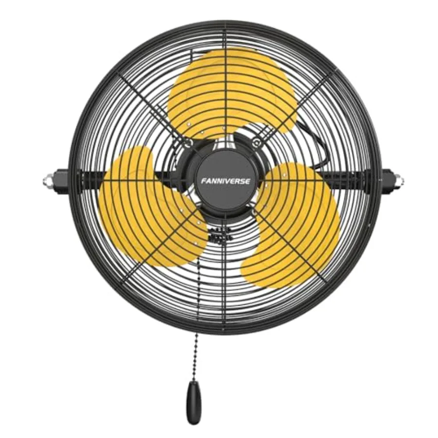 

High Velocity Wall Mount Fan, 800 CFM Heavy Duty Metal Commercial Wall Fan, 360° Tilt and Pull Cha for Garage, Workshop, Gym an